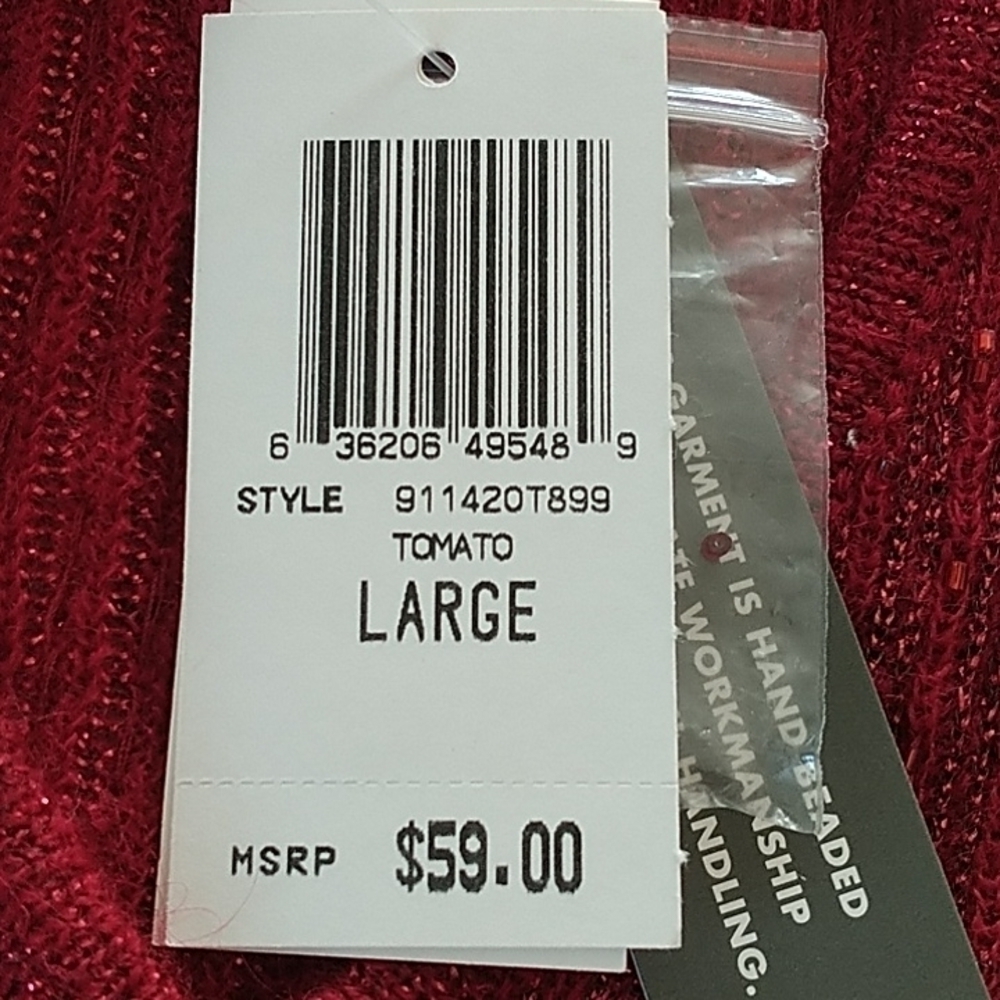 INC Beaded V Neck Dressy Top L - Picture 9 of 12